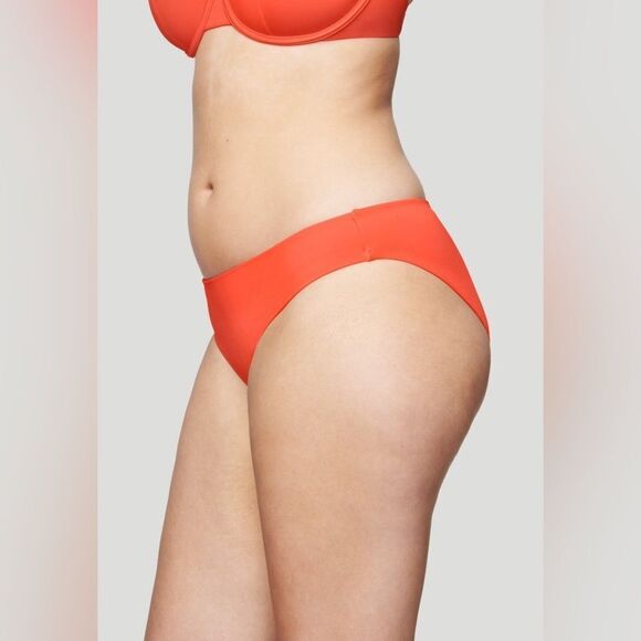 CUUP The Brief Bikini Bottom In Hibiscus Orange - Picture 2 of 9